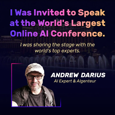 Andrew Darius — invited to speak at the world's largest online AI conference